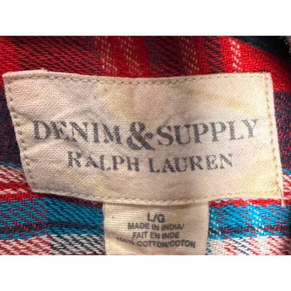 Denim & Supply Ralph Lauren Red Blue Plaid Flannel Shirt L – Vintage‎ Workwear - Picture 6 of 7